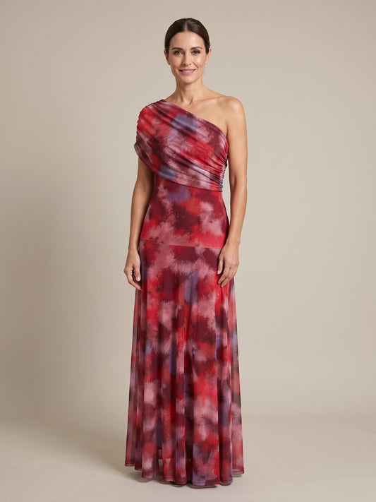 Vestido Largo Asimétrico Estampado Acuarela