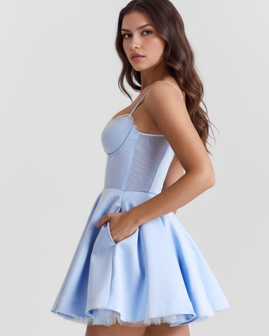 Vestido Selene Mini – Azul Bebé