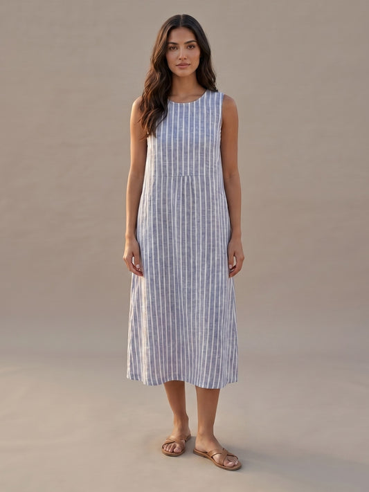 Vestido Midi de Rayas Marineras
