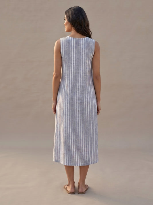 Vestido Midi de Rayas Marineras