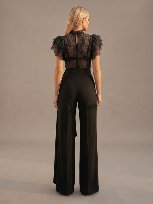 Mono de Encaje con Pantalón Palazzo