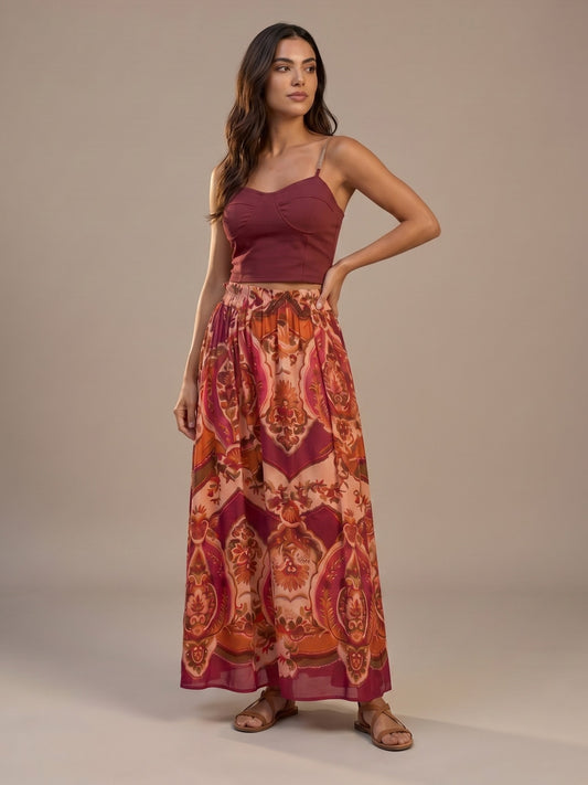 Conjunto de Top y Falda Estampado