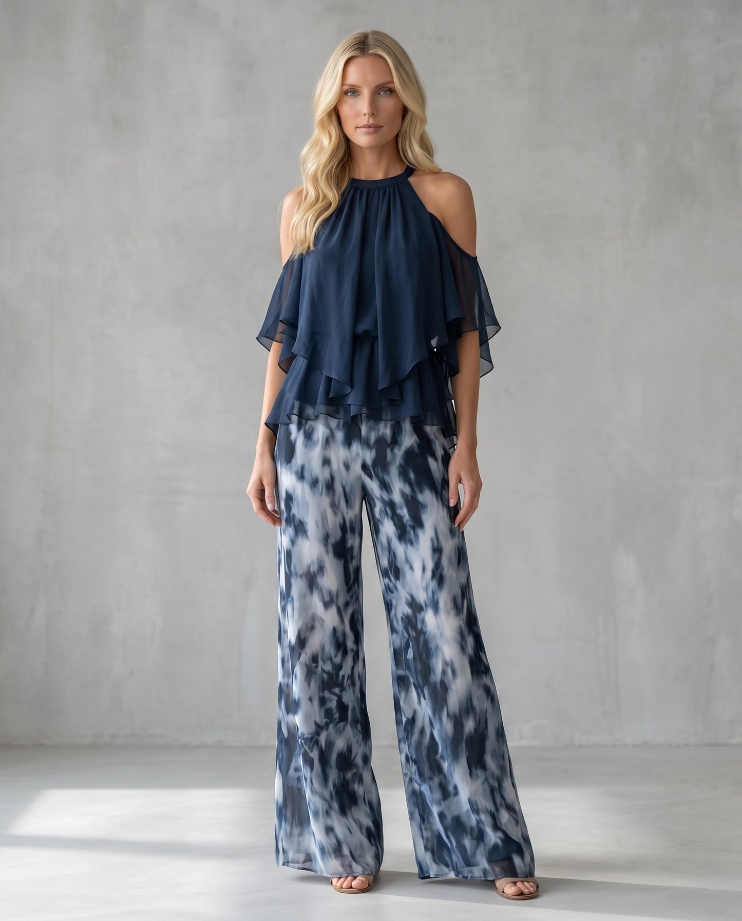Élise | Conjunto Halter de Gasa y Pantalón Ancho