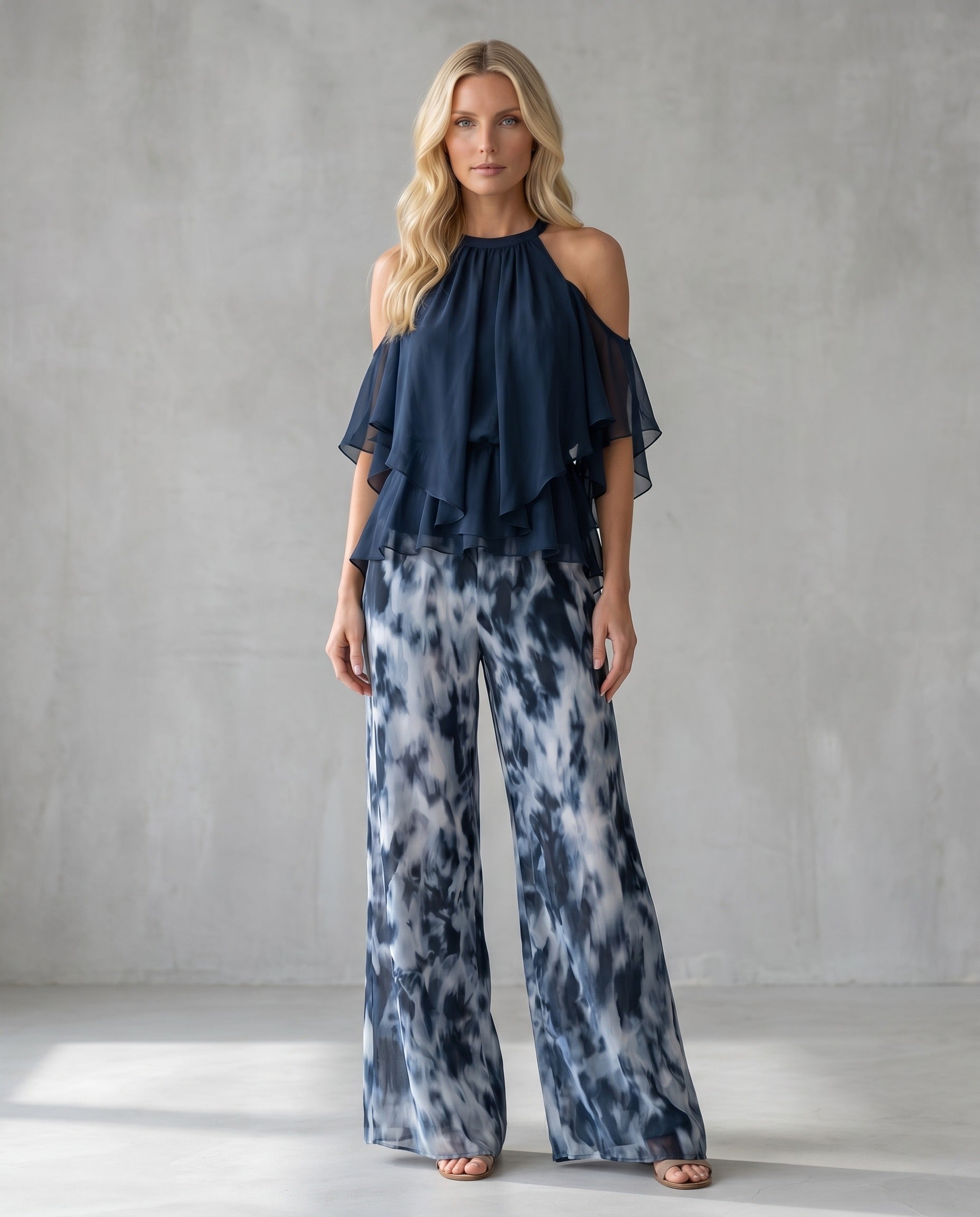 Élise | Conjunto Halter de Gasa y Pantalón Ancho