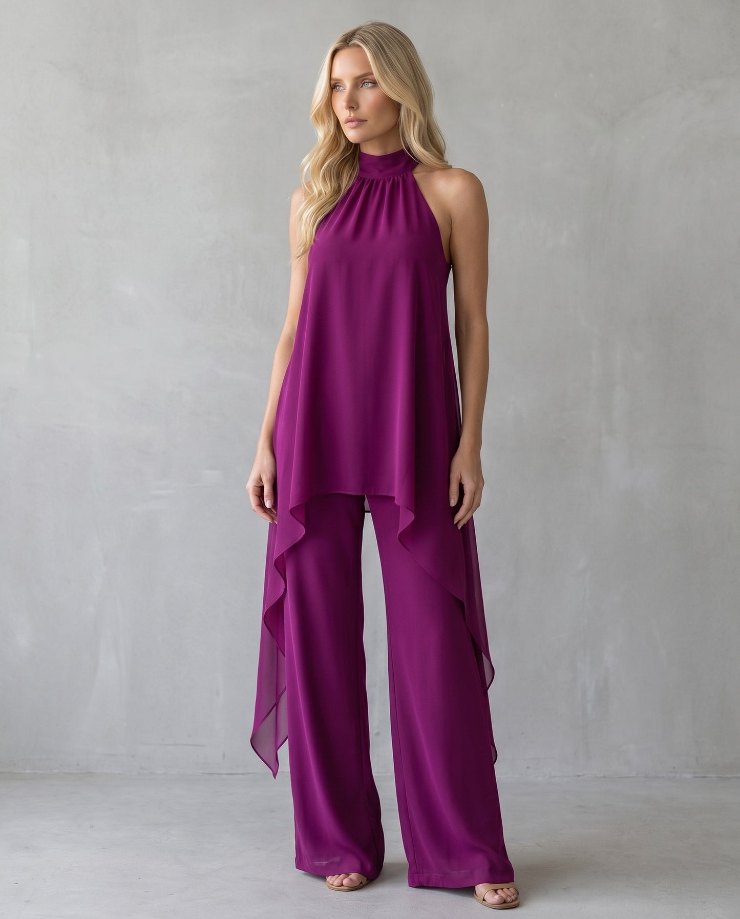Semme | Conjunto Halter de Gasa y Pantalón Palazzo