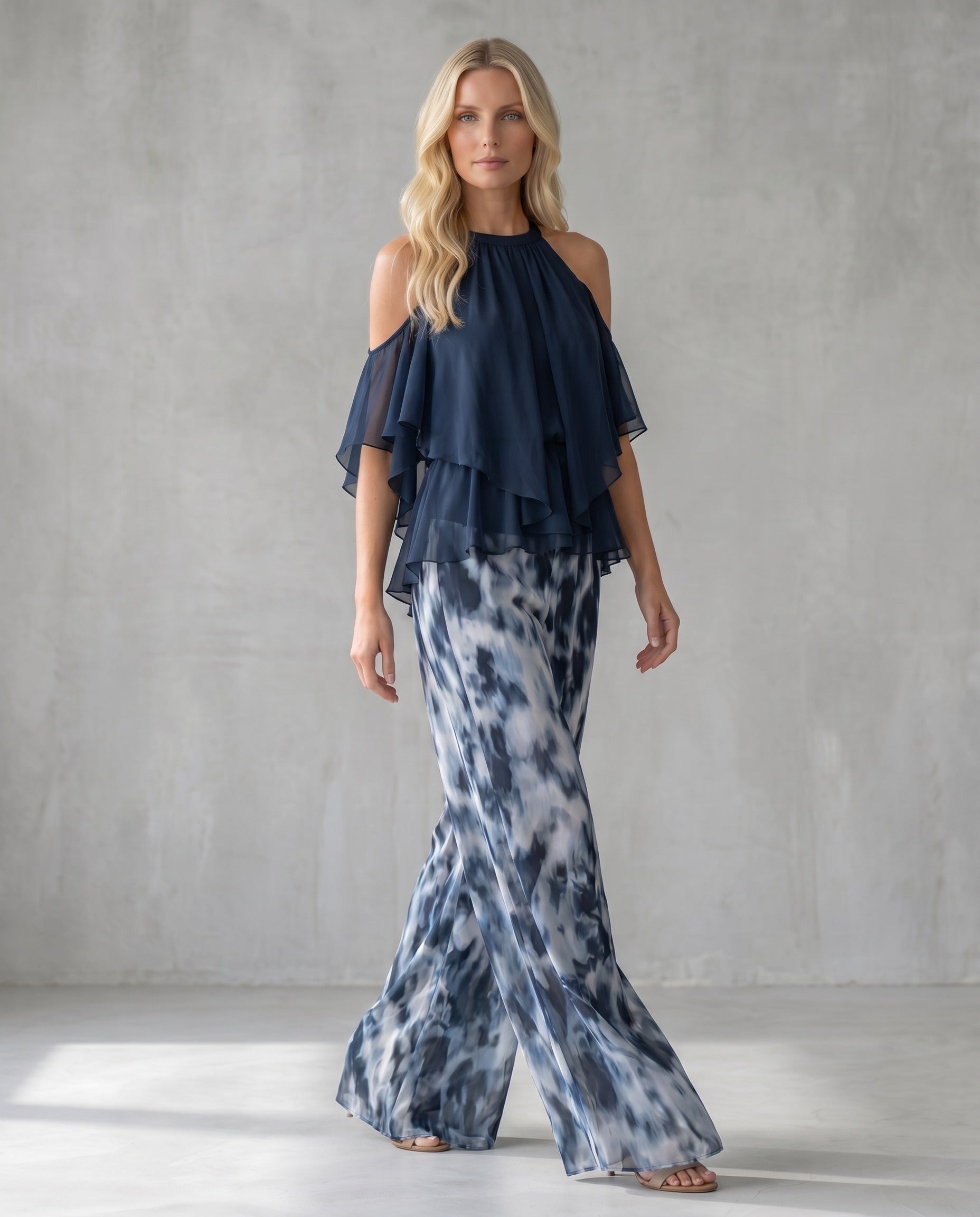 Élise | Conjunto Halter de Gasa y Pantalón Ancho