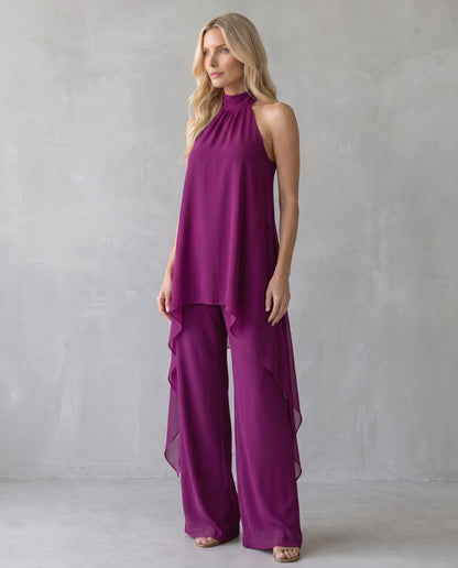 Semme | Conjunto Halter de Gasa y Pantalón Palazzo