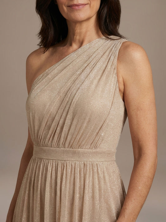 Vestido Largo Asimétrico con Brillo