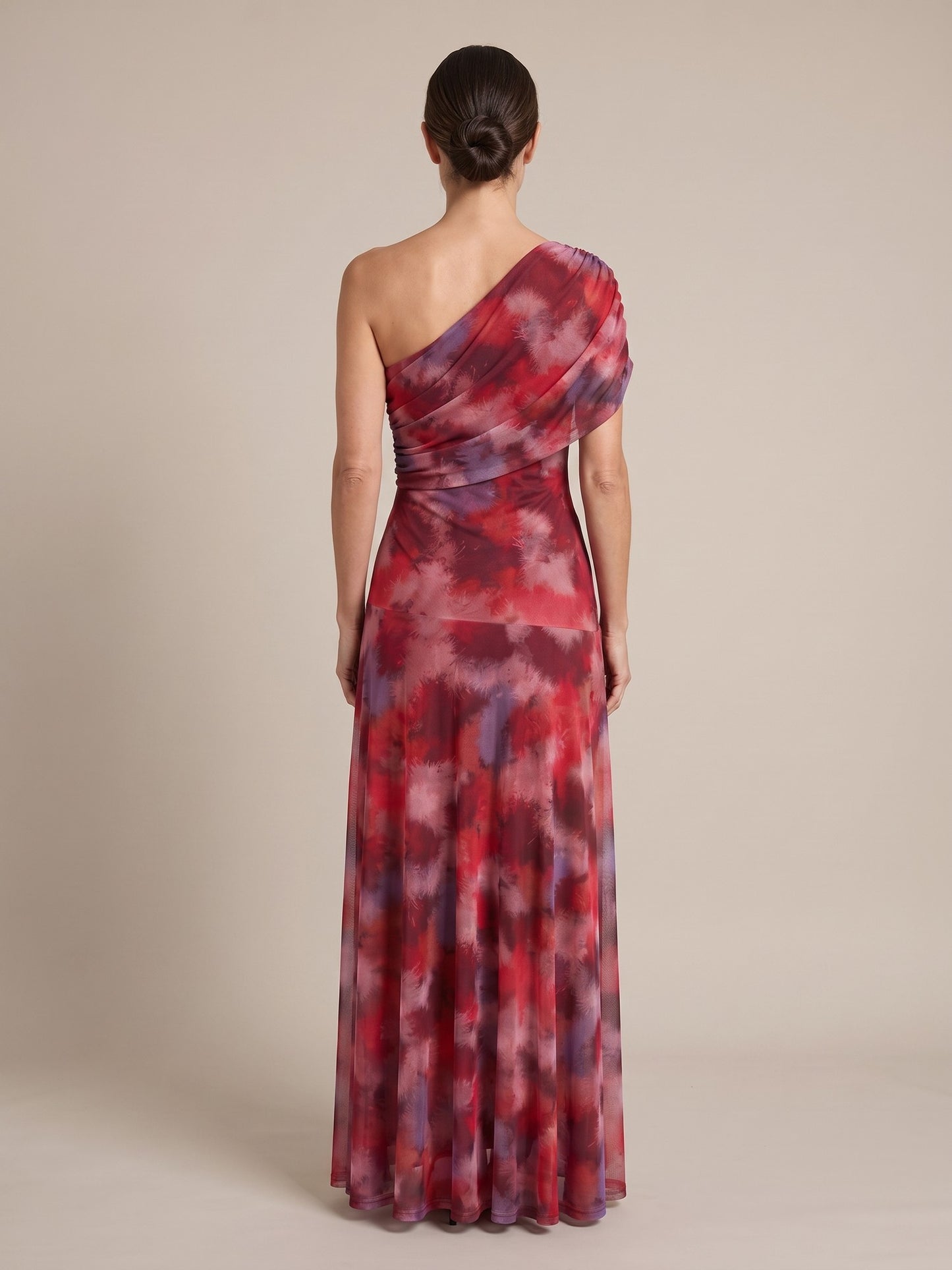 Vestido Largo Asimétrico Estampado Acuarela