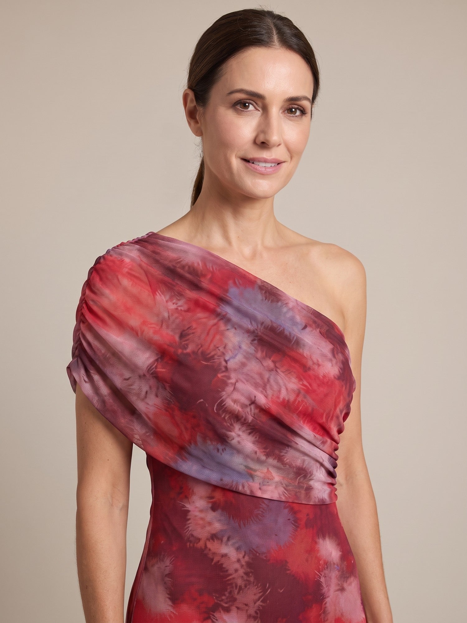 Vestido Largo Asimétrico Estampado Acuarela