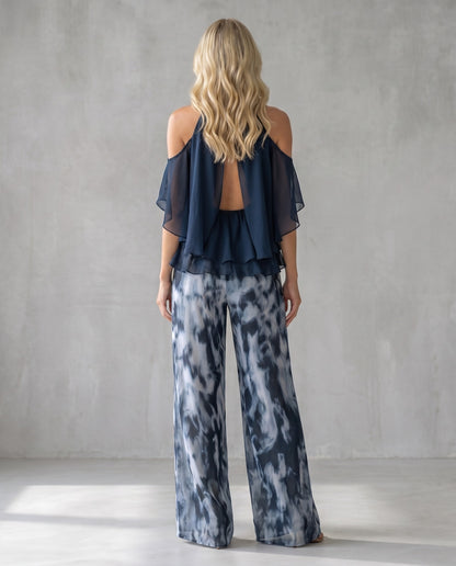 Élise | Conjunto Halter de Gasa y Pantalón Ancho