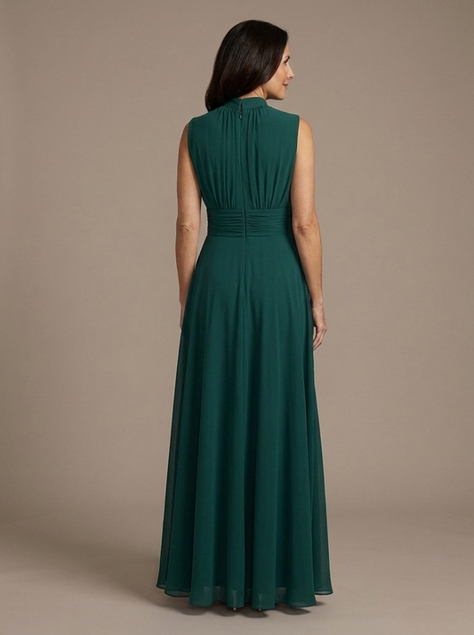 Vestido de Gasa con Cuello Subido - vista espalda