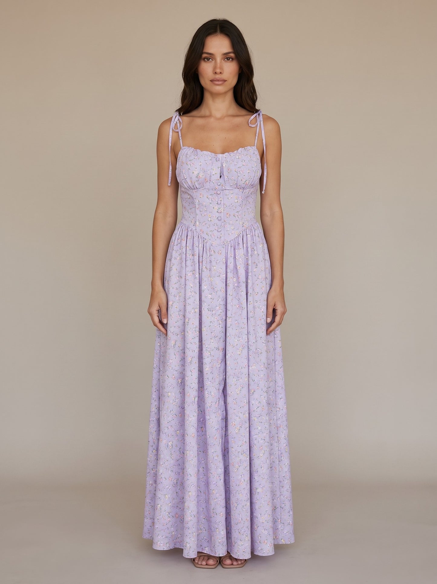 Vestido Largo Floral con Corsé