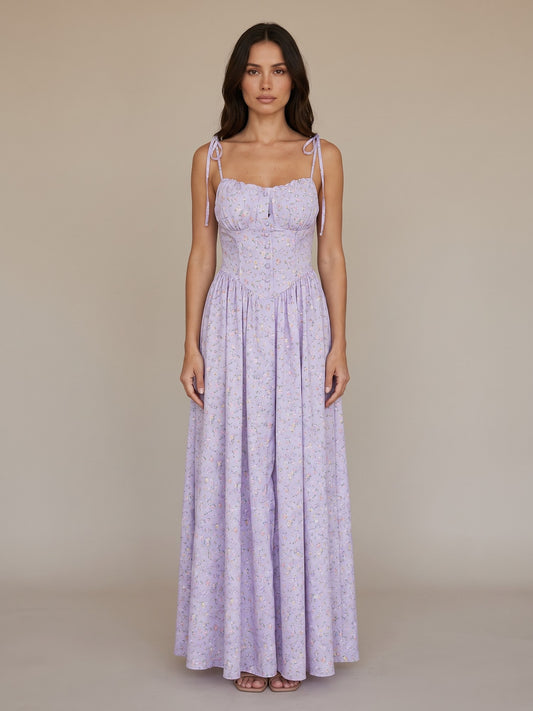 Vestido Largo Floral con Corsé