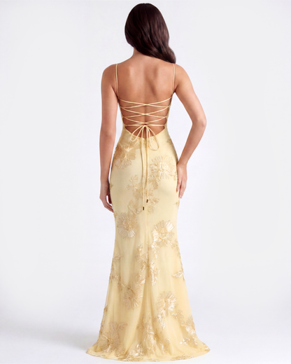 Vestido Celeste – Amarillo Mantequilla