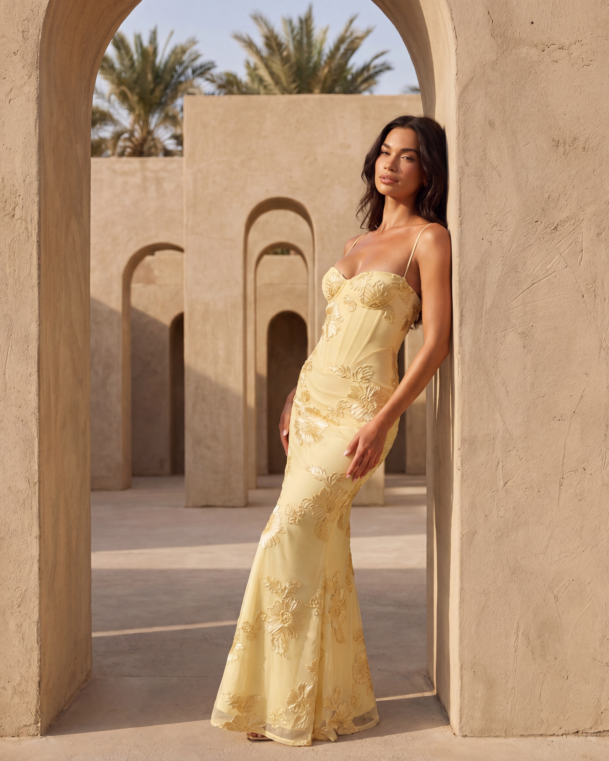 Vestido Celeste – Amarillo Mantequilla