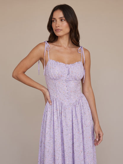 Vestido Largo Floral con Corsé