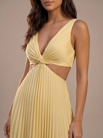 Vestido Midi Plisado con Aberturas