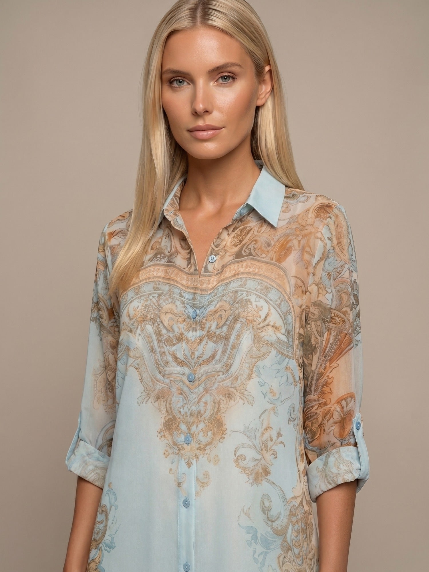Vestido Largo Camisero Estampado