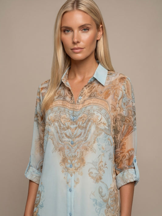 Vestido Largo Camisero Estampado