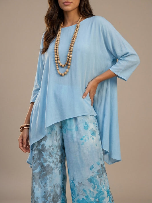 Conjunto Fluido Floral - Azul