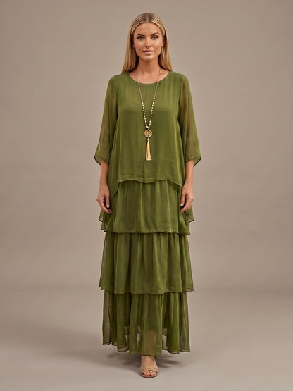 Vestido Maxi Fluido de Capas