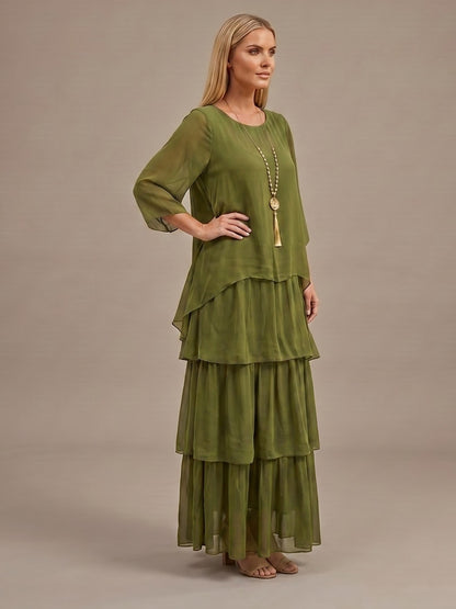 Vestido Maxi Fluido de Capas