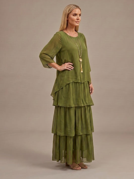Vestido Maxi Fluido de Capas