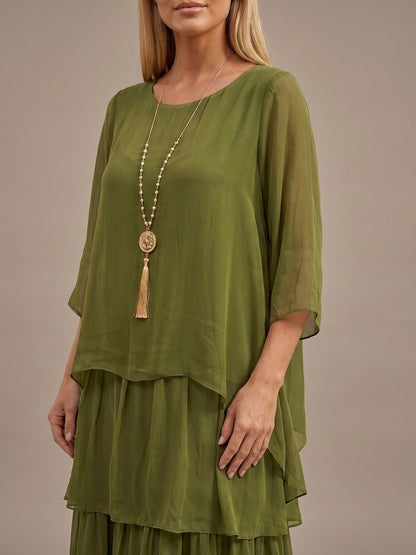 Vestido Maxi Fluido de Capas