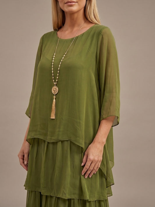 Vestido Maxi Fluido de Capas