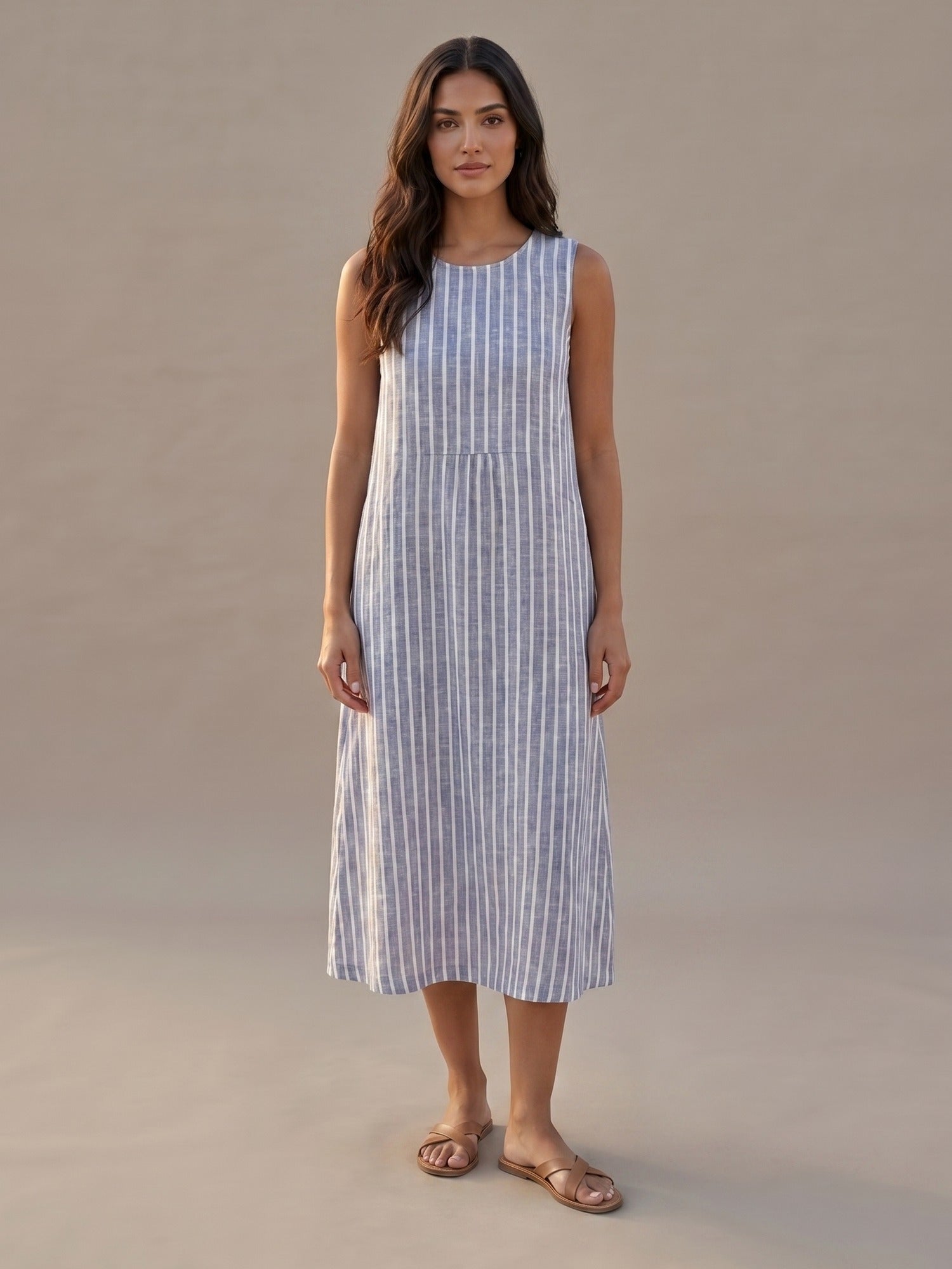 Vestido Midi de Rayas Marineras