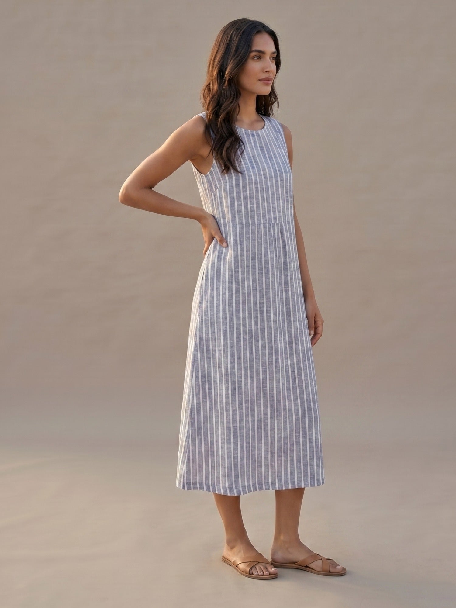 Vestido Midi de Rayas Marineras