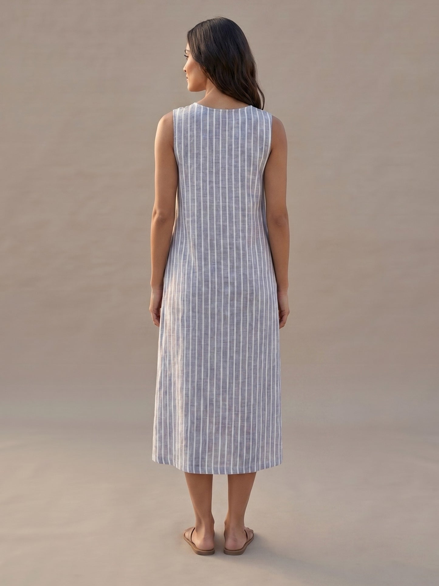 Vestido Midi de Rayas Marineras