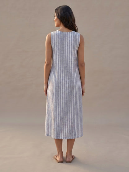 Vestido Midi de Rayas Marineras