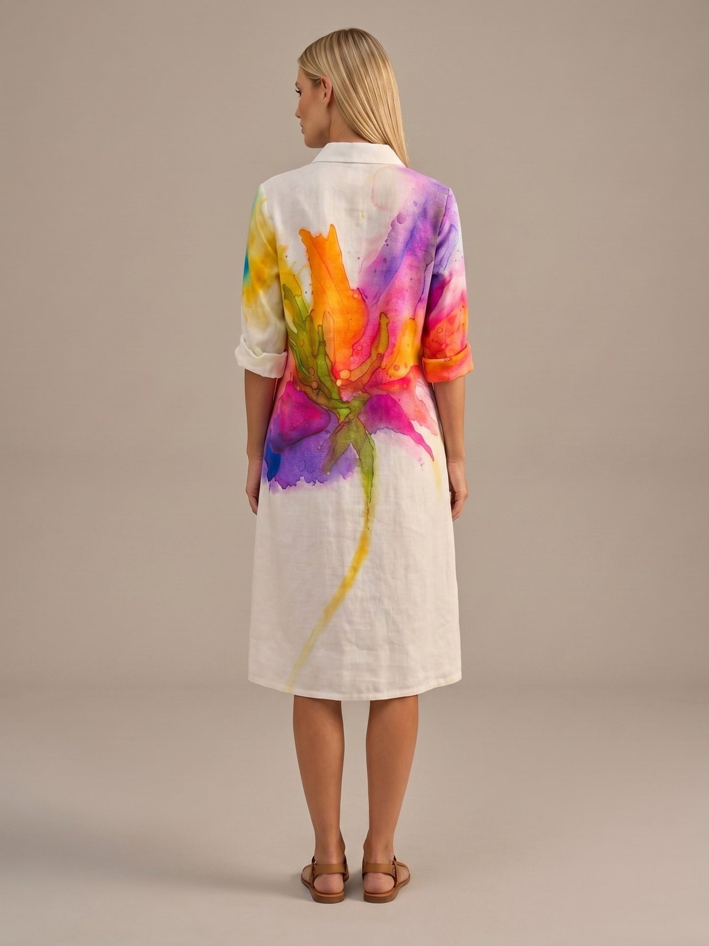 Vestido Midi Camisero Estampado
