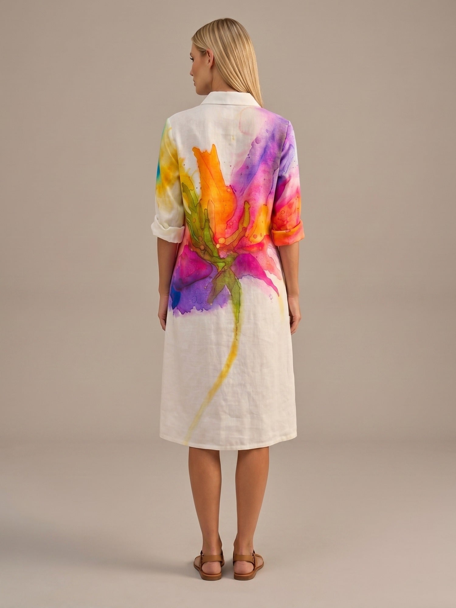 Vestido Midi Camisero Estampado