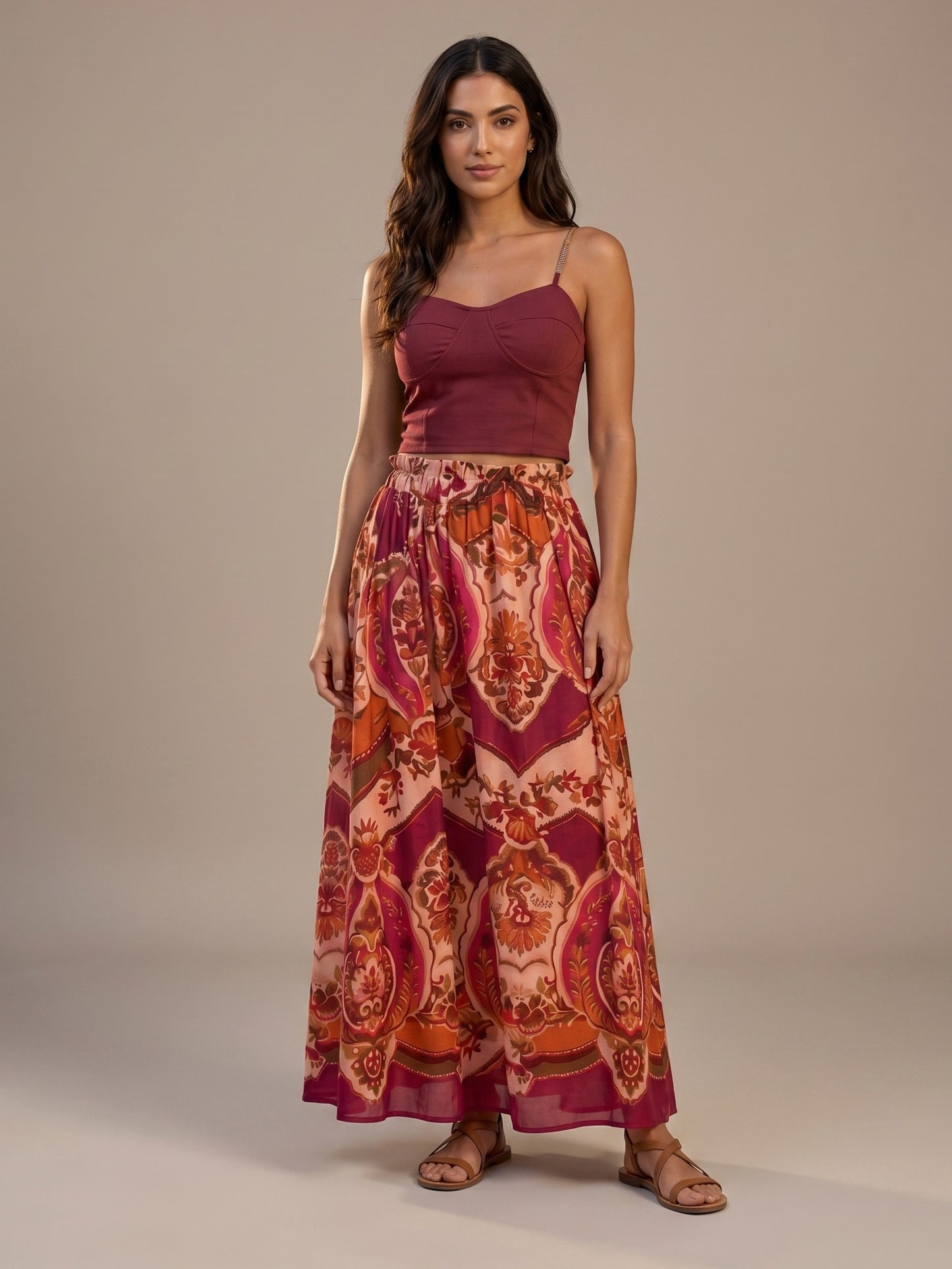 Conjunto de Top y Falda Estampado
