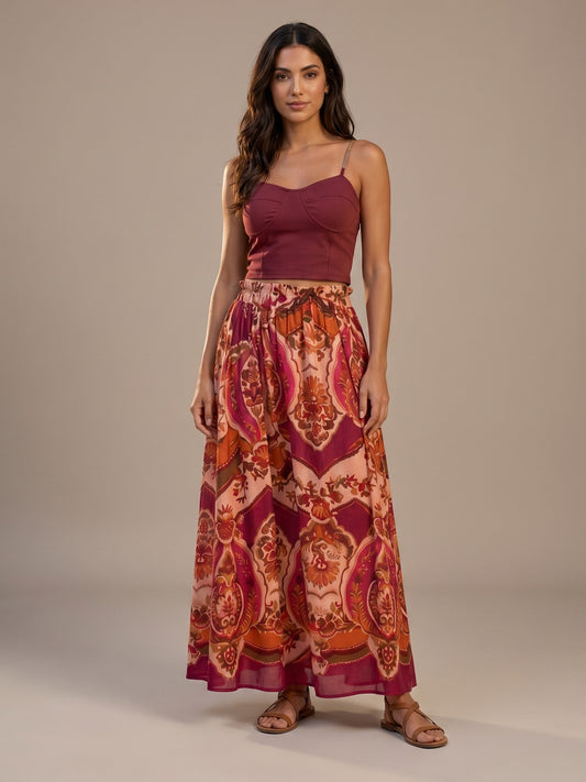 Conjunto de Top y Falda Estampado