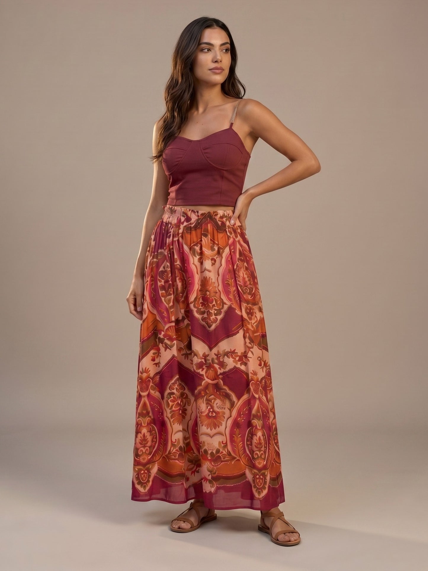 Conjunto de Top y Falda Estampado