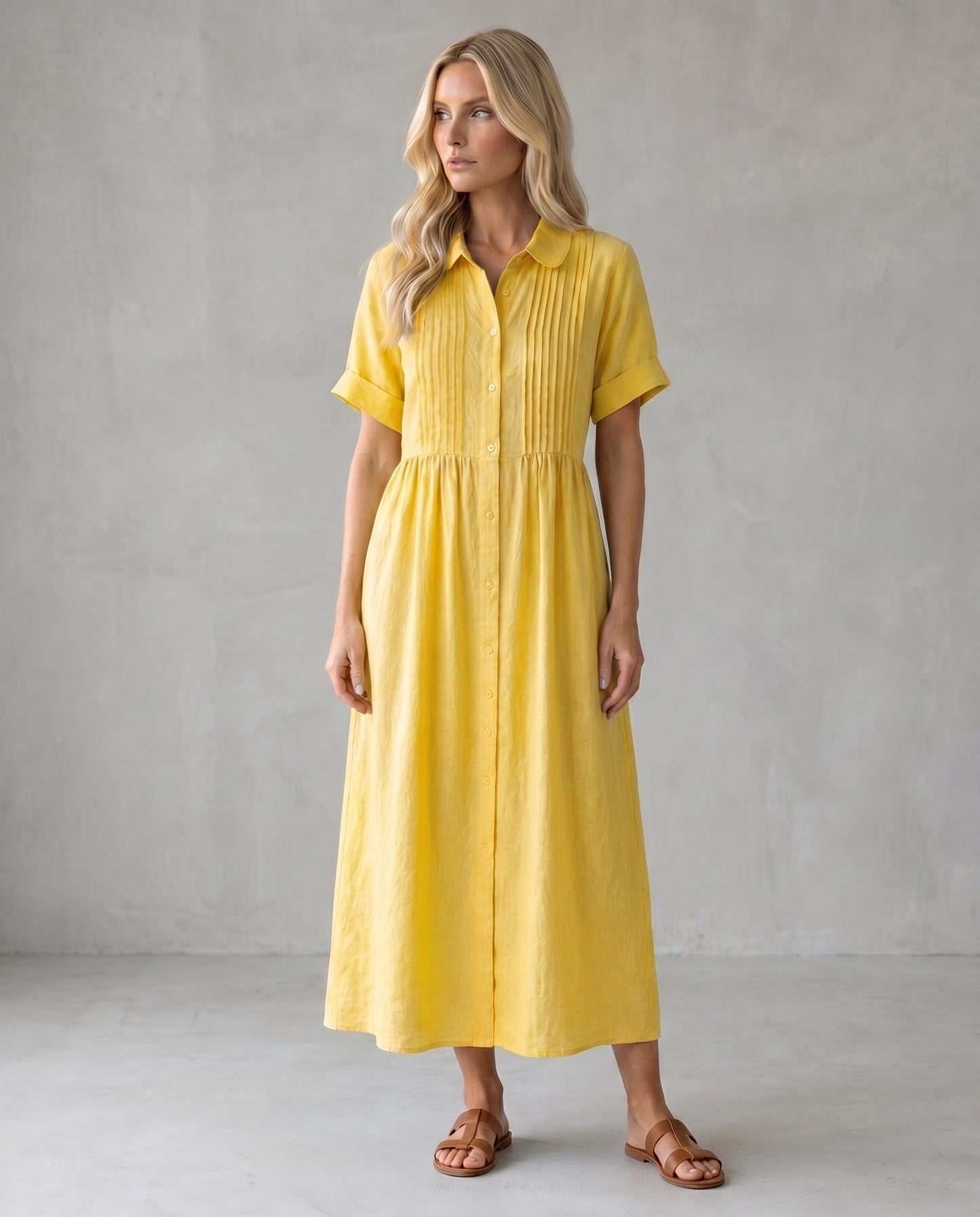 Capri | Vestido Midi Camisero de Lino