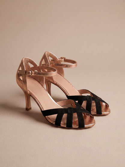 Daniela | Sandalias de Tacón Trenzadas - Negro