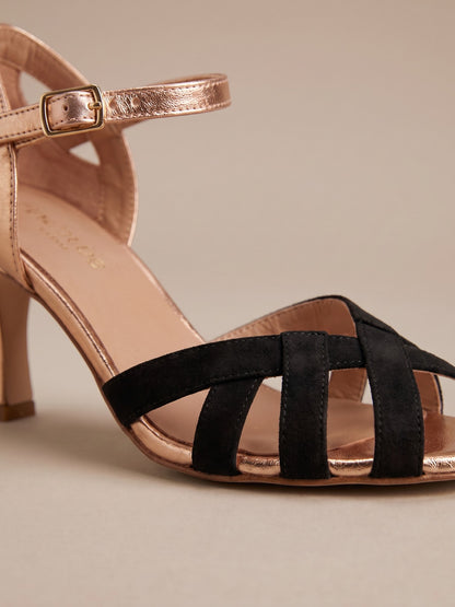 Daniela | Sandalias de Tacón Trenzadas - Negro