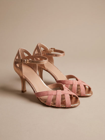 Daniela | Sandalias de Tacón Trenzadas - Rosa