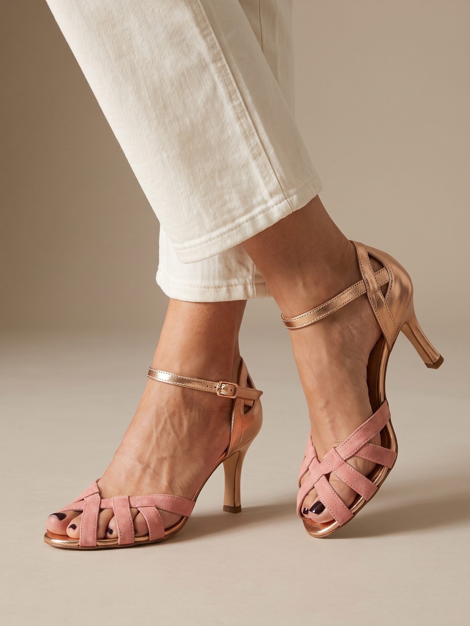 Daniela | Sandalias de Tacón Trenzadas - Rosa