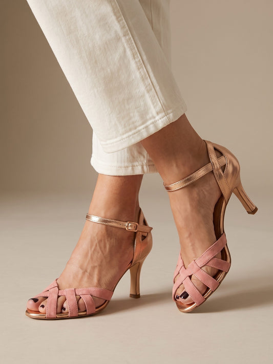 Daniela | Sandalias de Tacón Trenzadas - Rosa