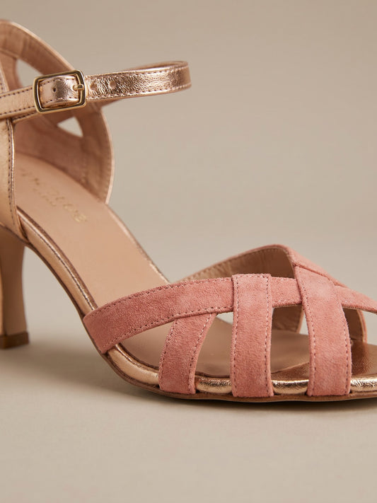 Daniela | Sandalias de Tacón Trenzadas - Rosa