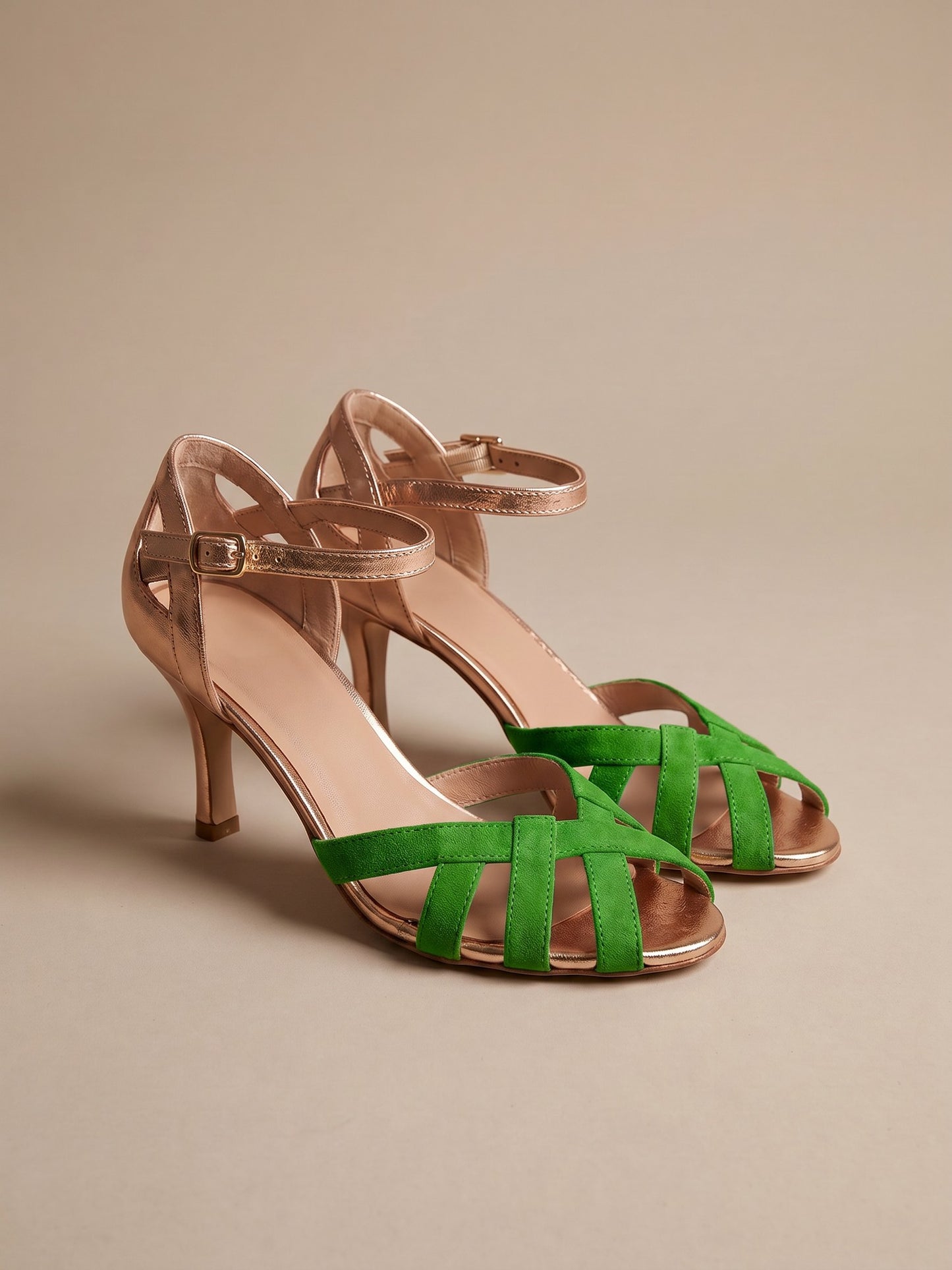 Daniela | Sandalias de Tacón Trenzadas - Verde