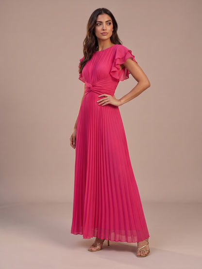Gloria | Vestido Largo Plisado de Invitada - Rosa
