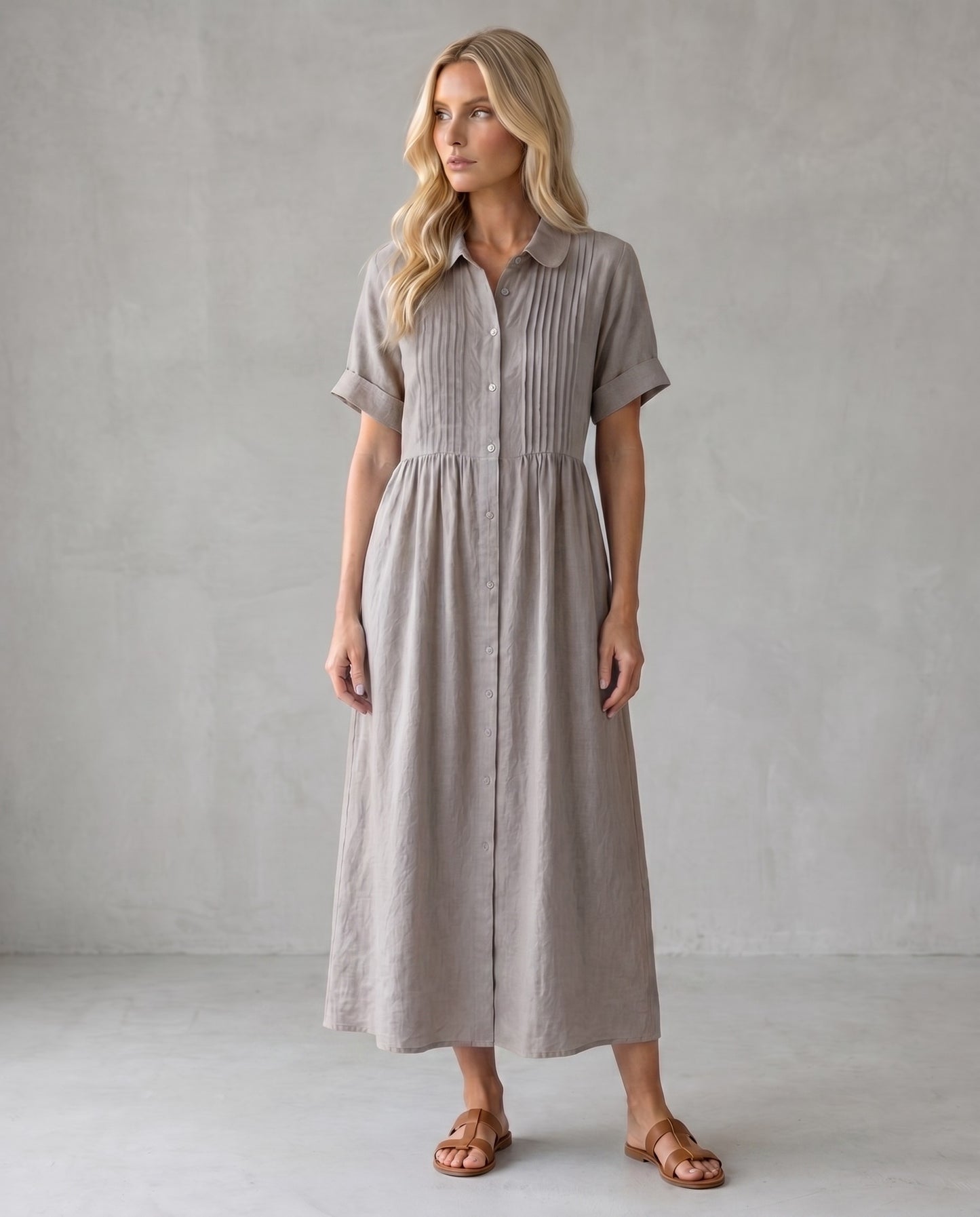 Capri | Vestido Midi Camisero de Lino
