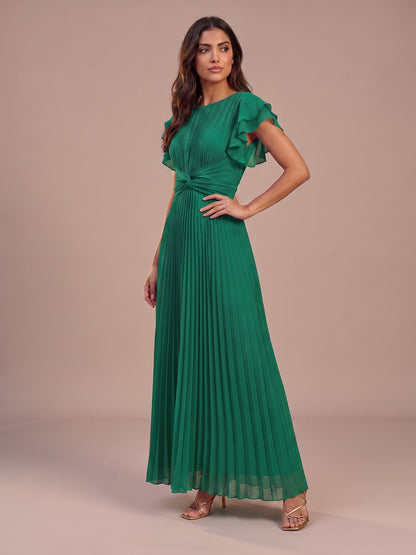 Gloria | Vestido Largo Plisado de Invitada - Verde